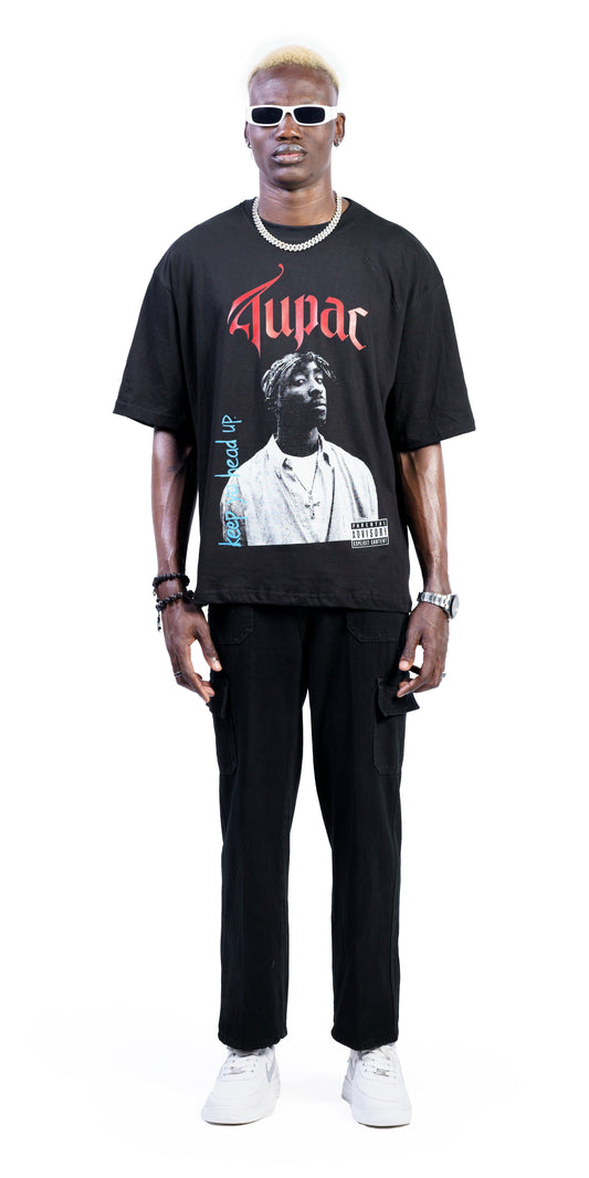 Half-Tone Tribute: Tupac-Inspired Oversized Tee