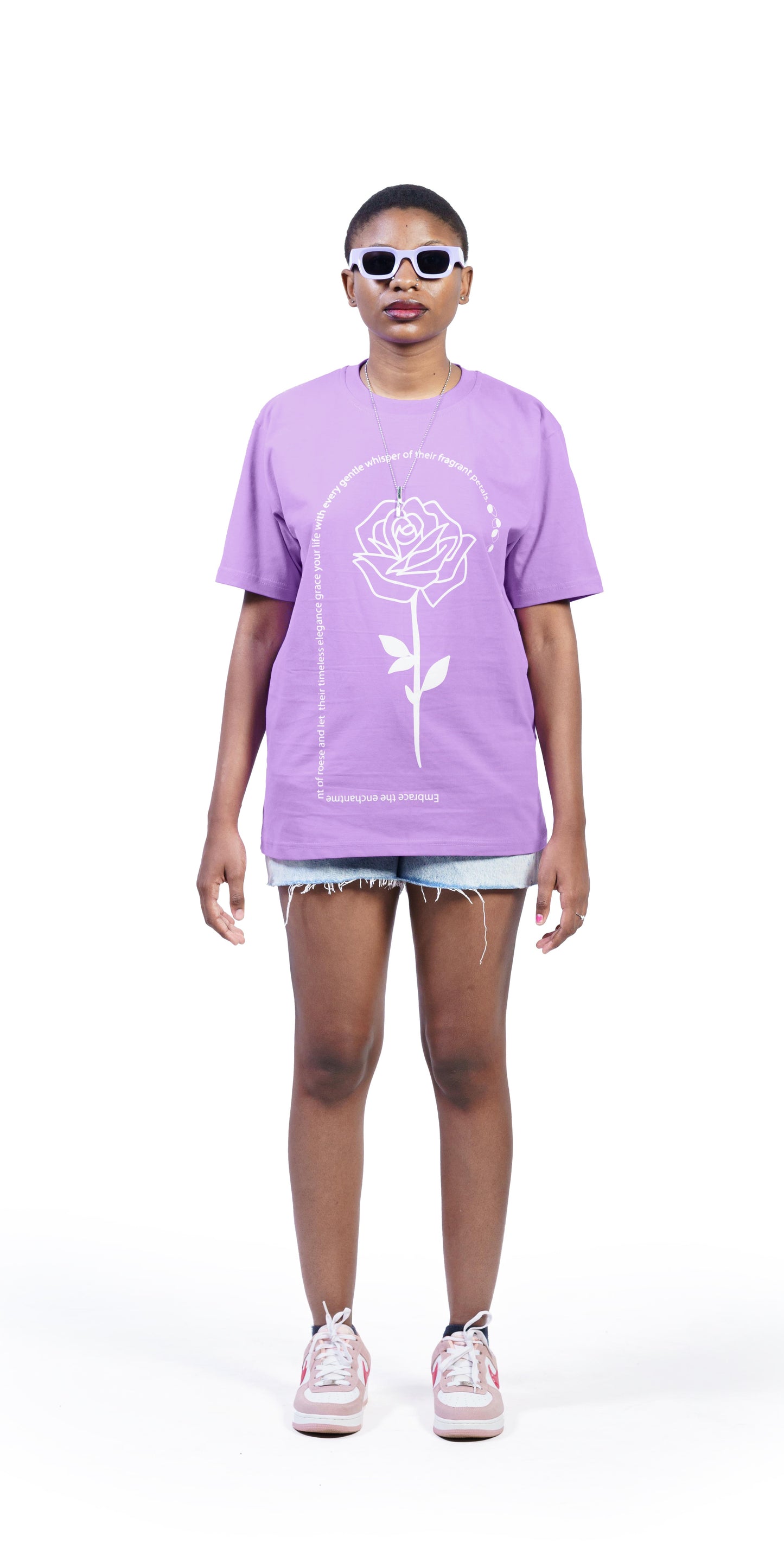 'Minimal Rose Elegance' Lavender Oversized Tee