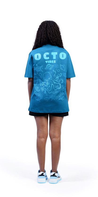 'Octo Vibes' Teal Oversized Tee