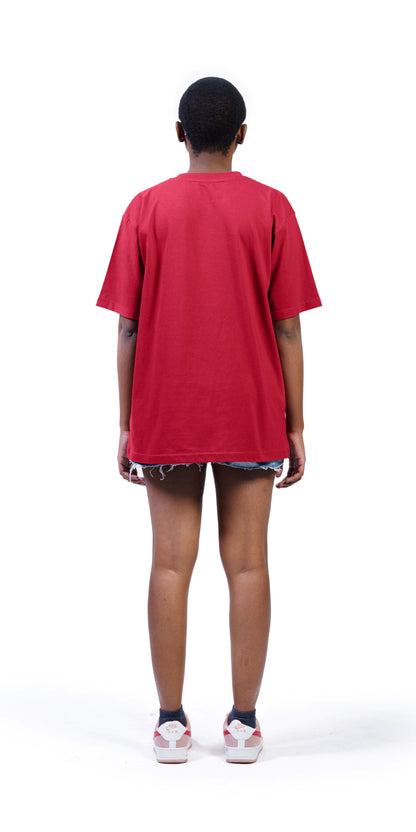 'Royal Wempire Drift' Carmine Red Oversized tee