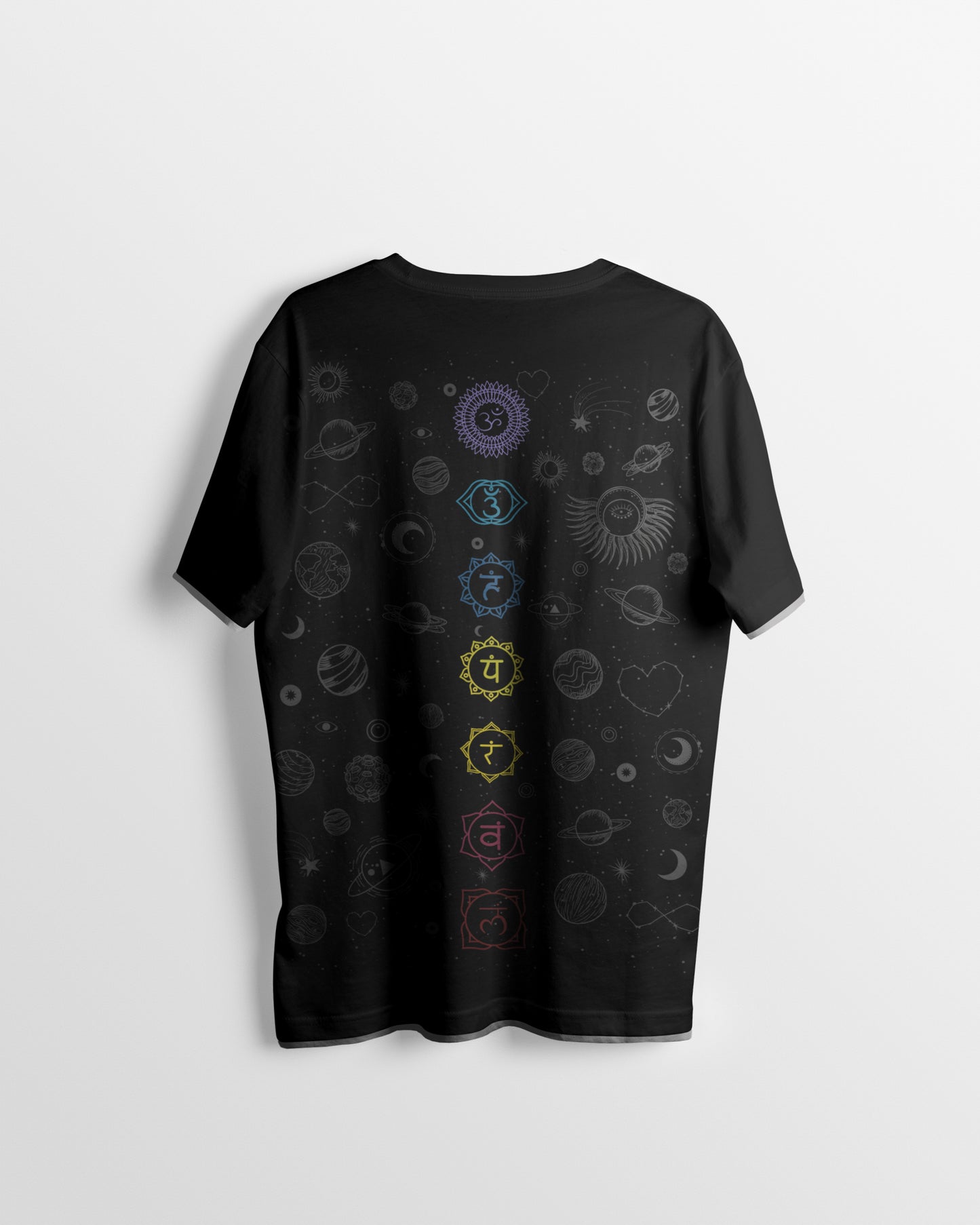 Chakras with Planetary Backdrop Oversized Tee