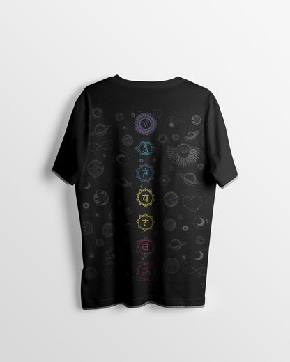 Chakras with Planetary Backdrop Oversized Tee